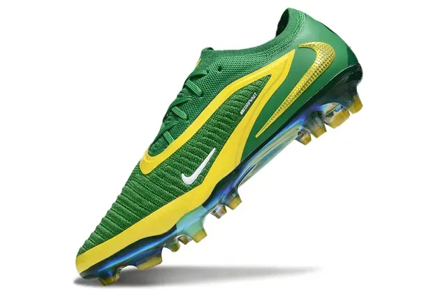 Nike Phantom GT Verde Amarelo Upper Tricô Sol Iridescente Firm-Ground Sapatos de Futebol 3