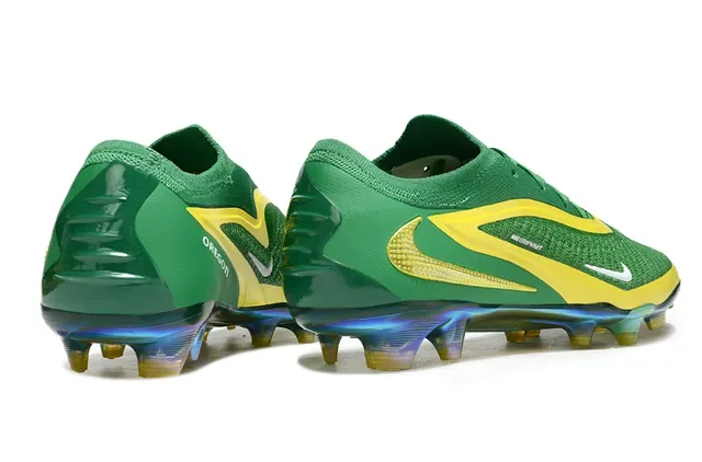 Nike Phantom GT Verde Amarelo Upper Tricô Sol Iridescente Firm-Ground Sapatos de Futebol 5