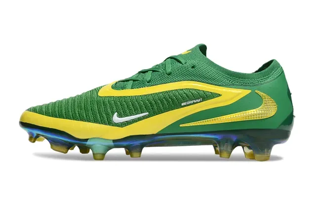 Nike Phantom GT Verde Amarelo Upper Tricô Sol Iridescente Firm-Ground Sapatos de Futebol 7