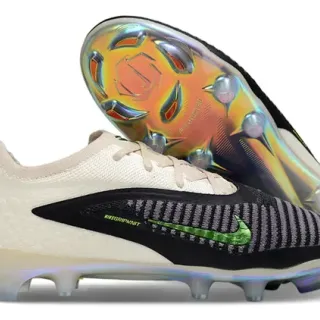Nike Phantom GT NikeGrip-Knit Branco Preto Verde Holográfico Firm-Ground Sapatos de Futebol