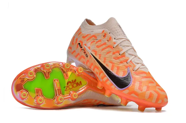 Nike Phantom GT Orange Beige Flyknit Empeine Motif Géométrique Sol Firme Chaussures de Football 3