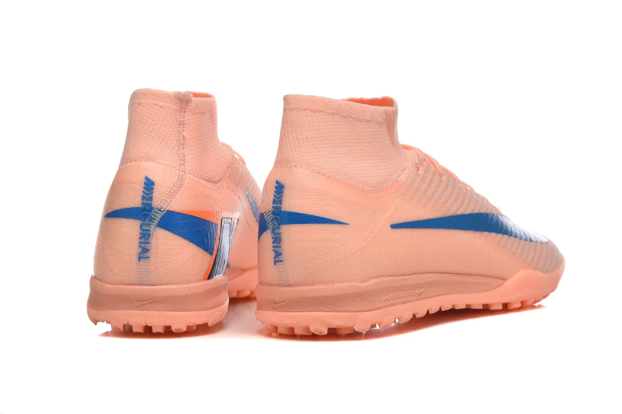 Nike Phantom GT Tênis de futebol turf com upper de knit sock-fit, cor laranja e azul, cano alto com colar de tornozelo 5