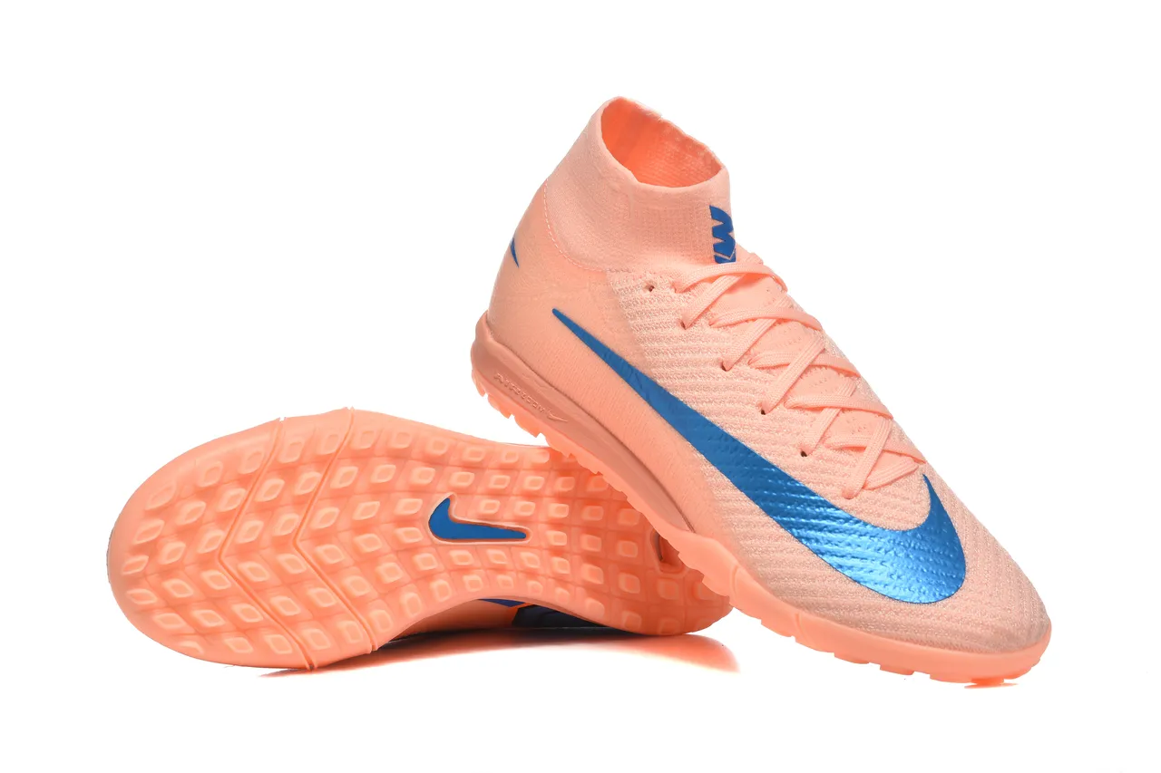 Nike Phantom GT Tênis de futebol turf com upper de knit sock-fit, cor laranja e azul, cano alto com colar de tornozelo 7