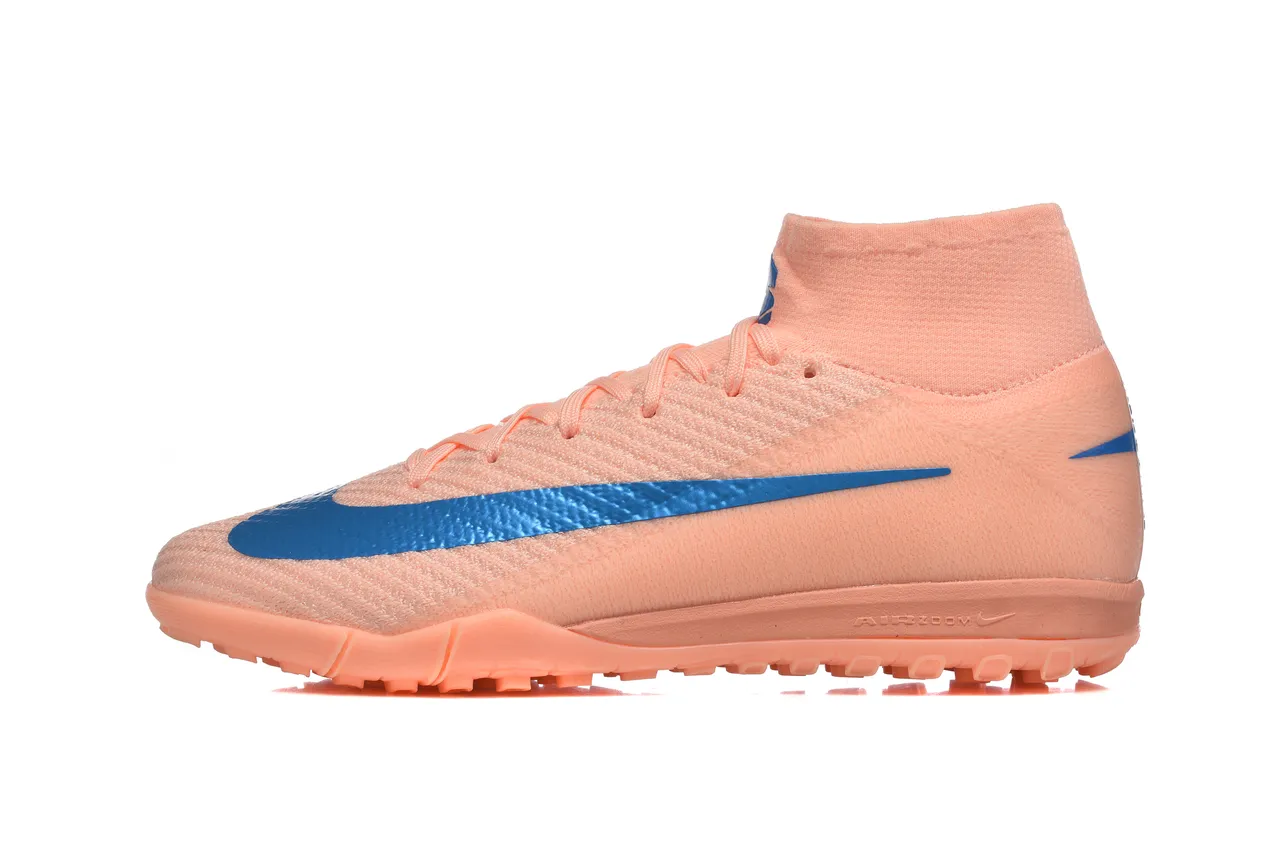 Nike Phantom GT Tênis de futebol turf com upper de knit sock-fit, cor laranja e azul, cano alto com colar de tornozelo 10
