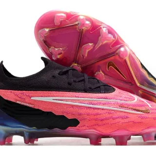 Nike Phantom GT Pink Black Knit Upper Asymmetric Lacing Firm-Ground Soccer Shoes