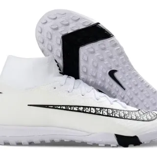 Nike Phantom GT White Black Flyknit Upper Sock-Fit Collar Turf Soccer Shoes