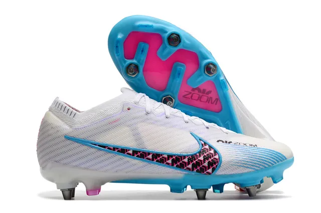 Nike Phantom GT أبيض أزرق Flyknit Upper Air Zoom Cushioning Firm-Ground أحذية كرة القدم 7