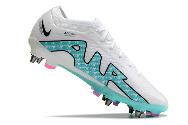 Nike Phantom GT أبيض أزرق Flyknit Upper Air Zoom Cushioning Firm-Ground أحذية كرة القدم 14