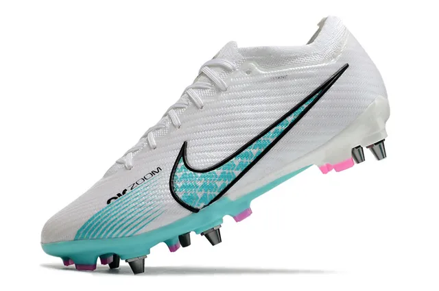 Nike Phantom GT أبيض أزرق Flyknit Upper Air Zoom Cushioning Firm-Ground أحذية كرة القدم 15