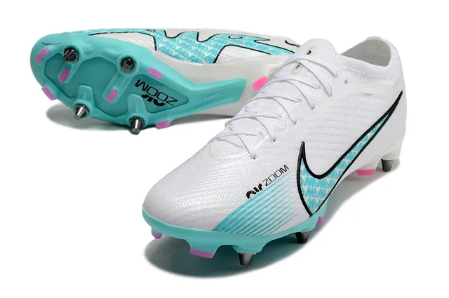 Nike Phantom GT أبيض أزرق Flyknit Upper Air Zoom Cushioning Firm-Ground أحذية كرة القدم 17