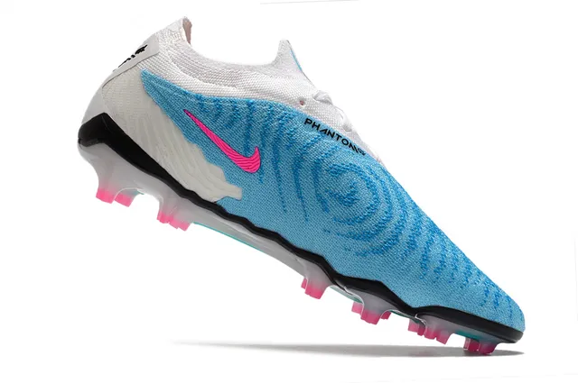 Nike Phantom GT Upper en maille blanc bleu Lacets asymétriques Firm-Ground Chaussures de football 3