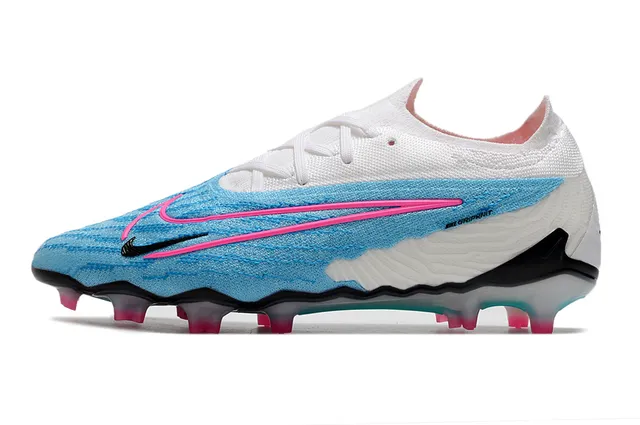 Nike Phantom GT Upper en maille blanc bleu Lacets asymétriques Firm-Ground Chaussures de football 5