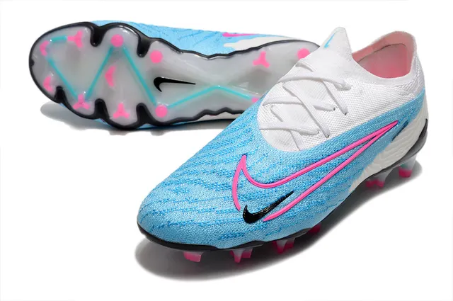 Nike Phantom GT Upper en maille blanc bleu Lacets asymétriques Firm-Ground Chaussures de football 6