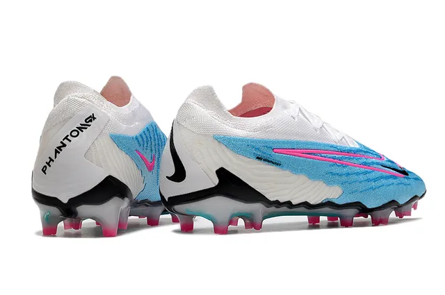 Nike Phantom GT Upper en maille blanc bleu Lacets asymétriques Firm-Ground Chaussures de football 7