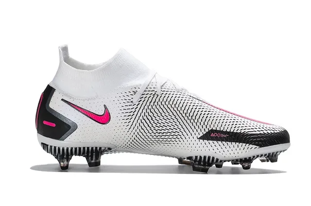 Nike Phantom GT أبيض وردي عالي القطعة ملائمة للجوارب الياقة أرض صلبة أحذية كرة قدم 5