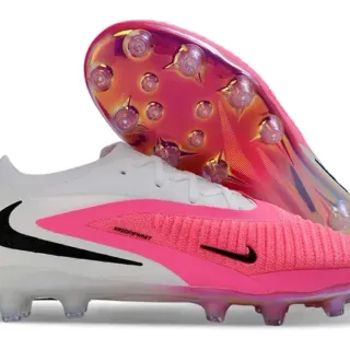 Nike Phantom GT branco rosa upper tricô silhueta baixa corte firm-ground sapatos de futebol