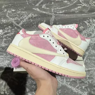 Nike Pink Beige Low-Top Mixed-Material Sneakers