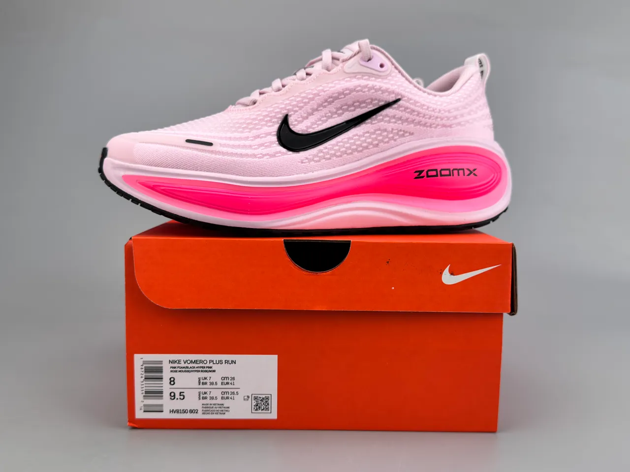 Nike Pink Black Engineered Knit Upper Full-Length ZoomX Midsole Running Shoes 4