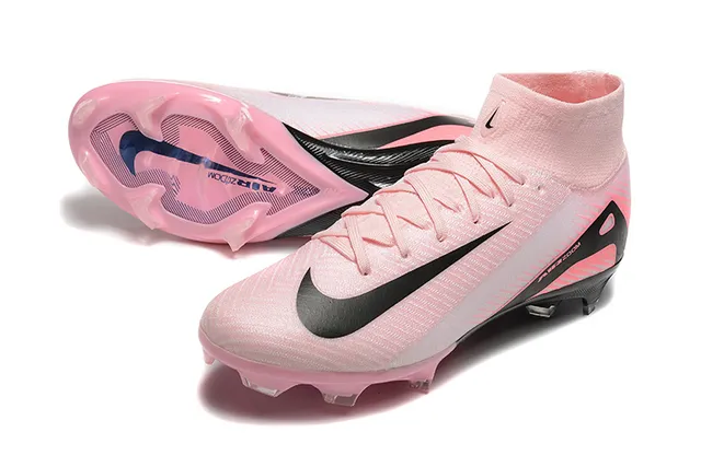 Nike 粉黑 高切 袜套式 领口 透明白 鞋底板 硬地 足球鞋 7