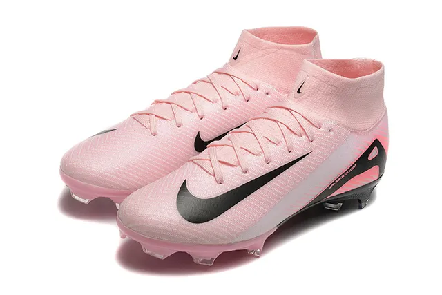 Nike 粉黑 高切 袜套式 领口 透明白 鞋底板 硬地 足球鞋 8