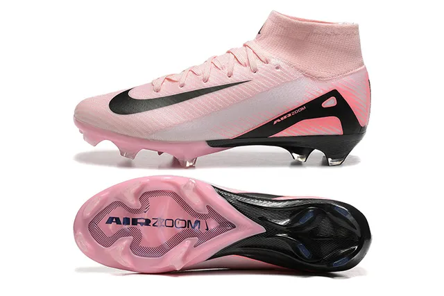 Nike 粉黑 高切 袜套式 领口 透明白 鞋底板 硬地 足球鞋 9