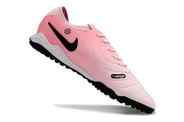 Nike Rosa e Preto Baixo Corte Superior Sintético Ribbed Antepé Textura Turfa Sapatos de Futebol 2
