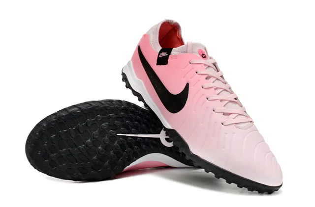 Nike Rosa e Preto Baixo Corte Superior Sintético Ribbed Antepé Textura Turfa Sapatos de Futebol 4