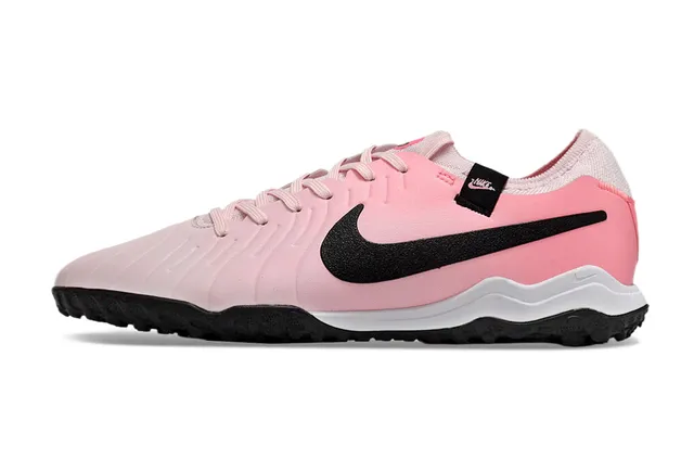 Nike Rosa e Preto Baixo Corte Superior Sintético Ribbed Antepé Textura Turfa Sapatos de Futebol 7