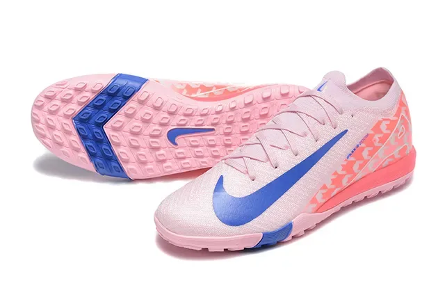 Nike Pink Blue Low-Cut Knit Upper Turf Soccer Shoes 7