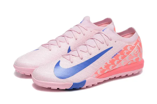 Nike Pink Blue Low-Cut Knit Upper Turf Soccer Shoes 8