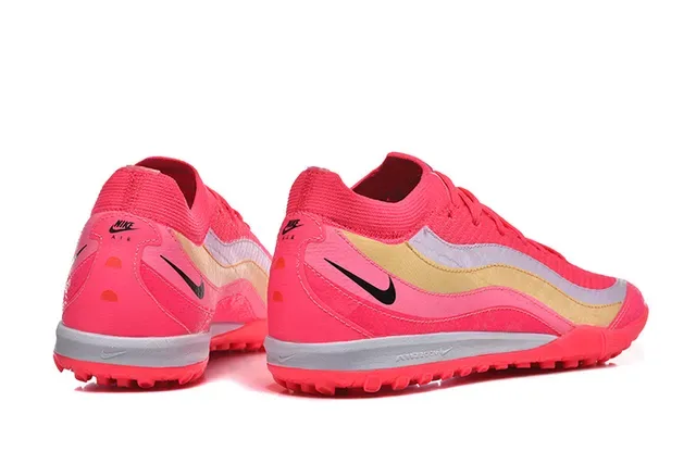 Nike Pink Gold Knit Upper Wave-Patterned Overlays Turf Soccer Shoes 5