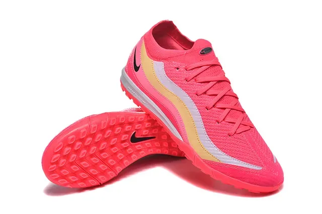 Nike Pink Gold Knit Upper Wave-Patterned Overlays Turf Soccer Shoes 7