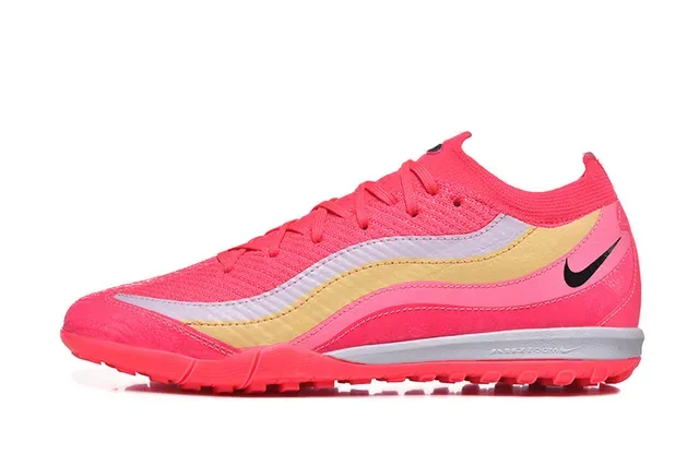 Nike Pink Gold Knit Upper Wave-Patterned Overlays Turf Soccer Shoes 10