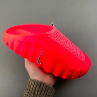 Nike Red Silver Molded Foam Perforated Upper Slippers