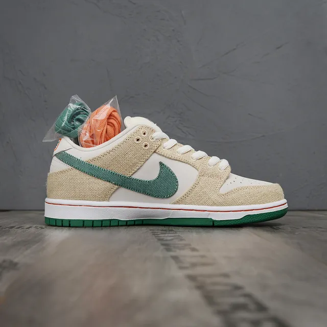 Nike SB Dunk Low Beige Green ক্যানভাস এন্ড লেদার আপার টেক্সচার্ড Swoosh স্কেটবোর্ড শুজ 6