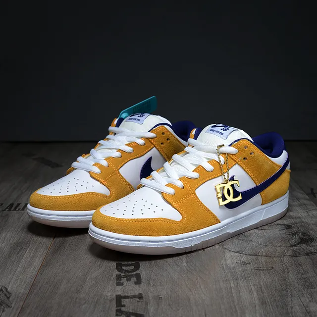 Nike SB Dunk Low Yellow White Blue Skateboard Shoes 4