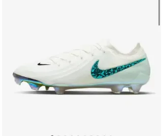 Nike Chuteira branca e azul low-cut com upper de malha Swoosh turquesa faceted superfície firme 8