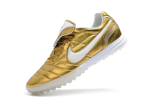 Nike White Gold Low-Cut Synthetic Upper Quilted Vamp Artificial-Grass Soccer Shoes 4