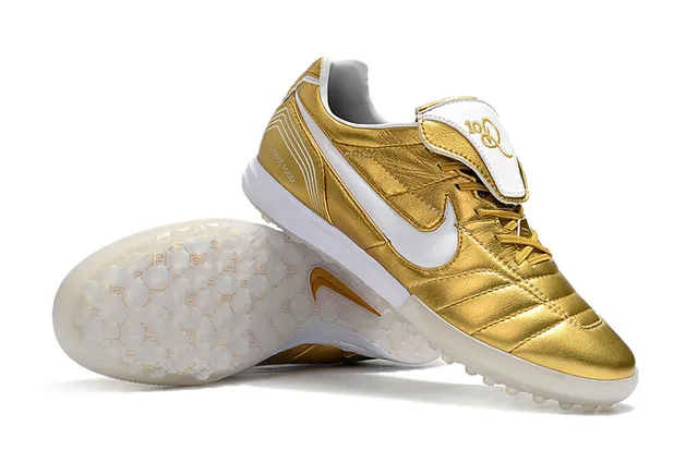 Nike White Gold Low-Cut Synthetic Upper Quilted Vamp Artificial-Grass Soccer Shoes 5