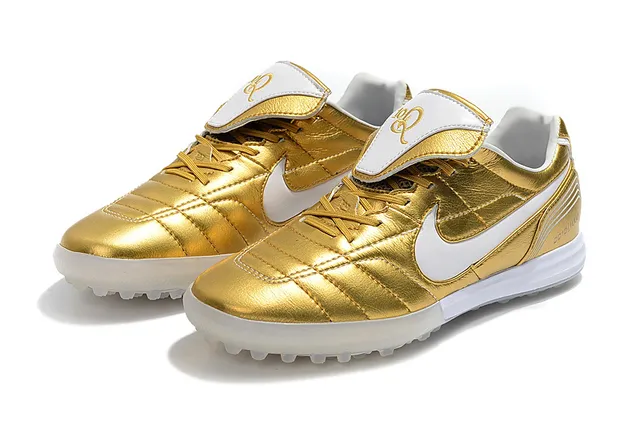 Nike White Gold Low-Cut Synthetic Upper Quilted Vamp Artificial-Grass Soccer Shoes 8