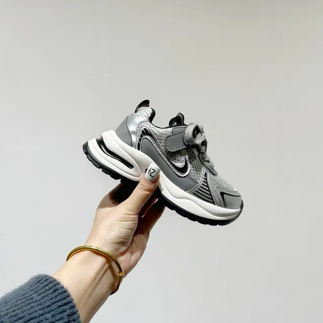 Nike White Gray Layered Sole Mesh And Synthetic Overlay Construction Chunky Sneakers 8