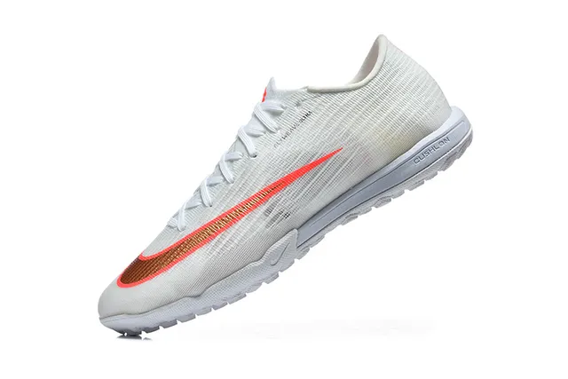 Nike White Orange Flyweave Knit Upper Low-Cut Collar Turf Soccer Shoes 4
