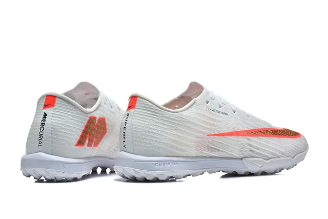 Nike White Orange Flyweave Knit Upper Low-Cut Collar Turf Soccer Shoes 5