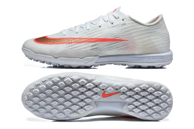 Nike White Orange Flyweave Knit Upper Low-Cut Collar Turf Soccer Shoes 9