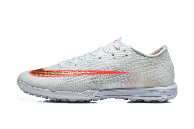 Nike White Orange Flyweave Knit Upper Low-Cut Collar Turf Soccer Shoes 10
