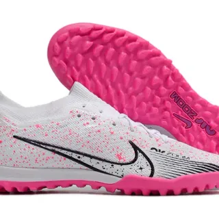 Nike White Pink Knit Upper Speckled Print Turf Soccer Shoes