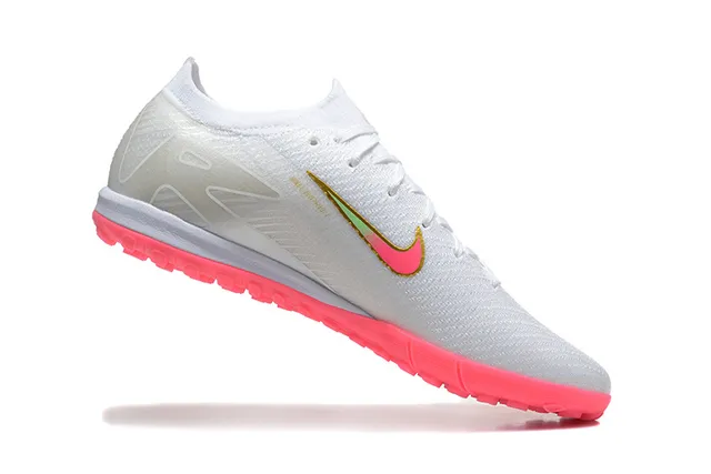 Nike White Pink Low-Cut Knit Upper Vivid Studs Turf Soccer Shoes 4