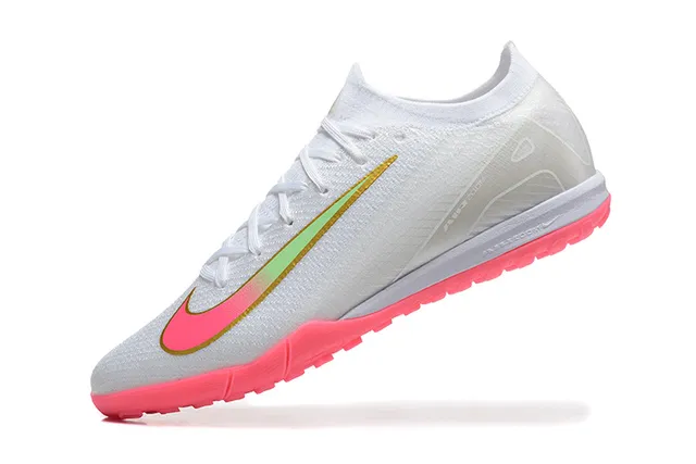 Nike White Pink Low-Cut Knit Upper Vivid Studs Turf Soccer Shoes 5
