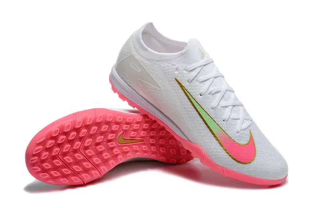 Nike White Pink Low-Cut Knit Upper Vivid Studs Turf Soccer Shoes 6