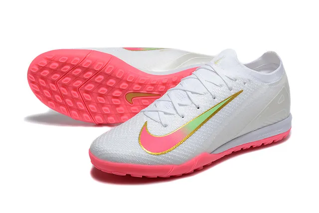 Nike White Pink Low-Cut Knit Upper Vivid Studs Turf Soccer Shoes 7